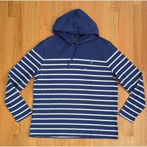 NEW Polo Ralph Lauren Shirt Hoodie Pullover Lightweight Mens XL Blue Striped NWT